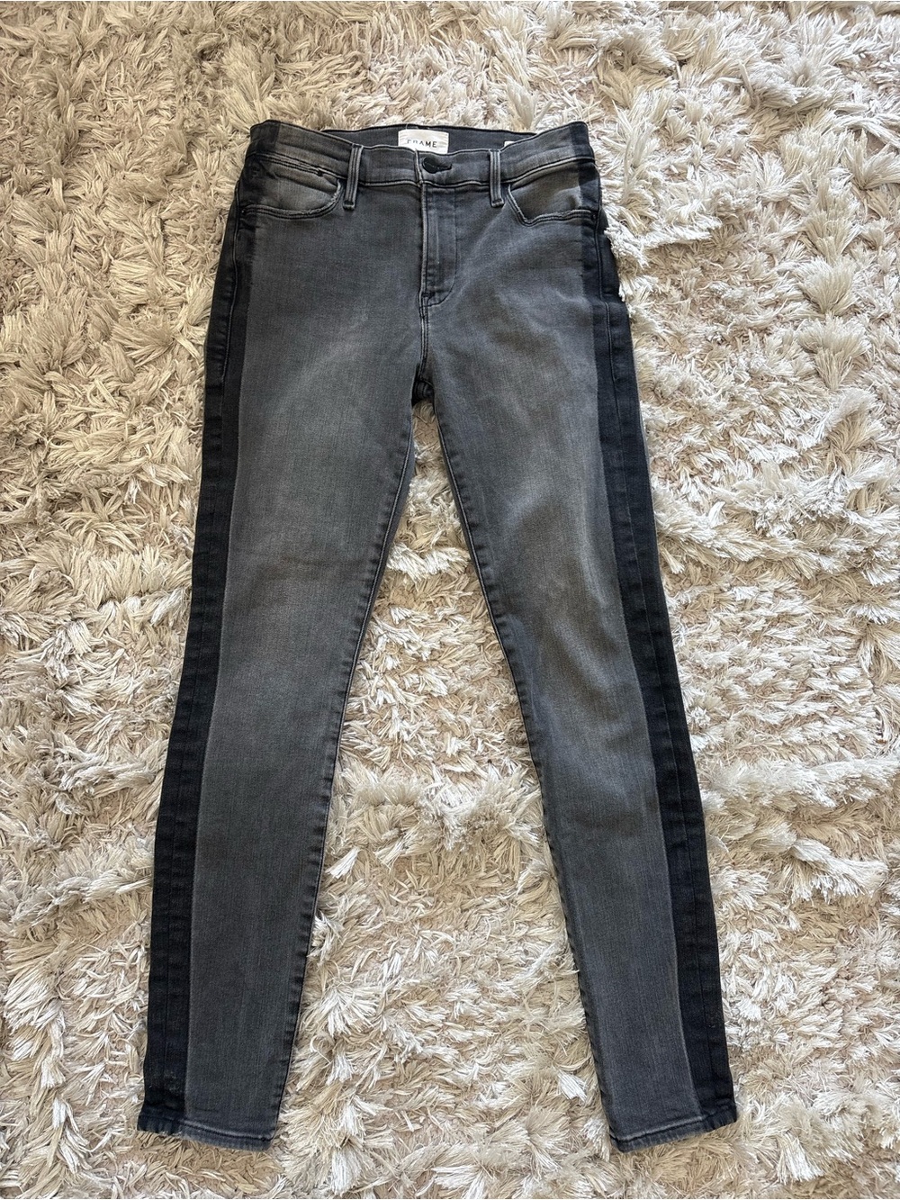 Frame Denim Grey Jeans with Black Side Stripe